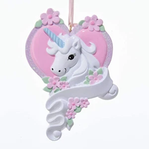 Kurt Adler White Unicorn Horse with Pink Heart Christmas Ornament Holiday Dec... - Picture 1 of 1