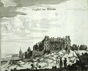 CHÂTEAU D'ÉCOUEN, Gravure estampe illustration originale de Van Meurs 1666 - Imagen 1 de 2