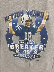 Peyton Manning 2004 Record Breaker NFL Players T Shirt Youth LG Picture Graphic