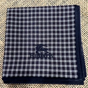 ART CLASSIC PLAIDS CHECKS MAN DARK BLUE HANDKERCHIEF VTG COTTON POCKET SQUARE18" - Picture 1 of 3