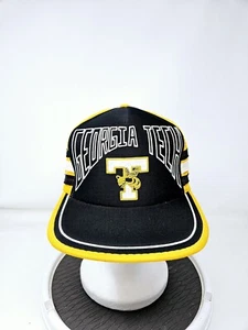 Vintage 70s Georgia Tech Yellow Jackets 3 Stripe Snapback Hat NWOT FAST SHIPPING - Picture 1 of 8