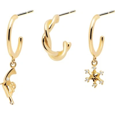 PD PAOLA Ranch BU01-003-U Goldohrringe 925 Sterling Silber Set - Bild 1 von 4