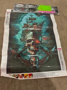 DIY Diamond Art Painting, Embroidery Kit Craft Pirate Ship and Skull - Picture 1 of 3