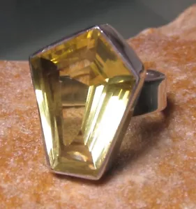 925 sterling silver cut lemon quartz cocktail ring UK N/US 6.75. Gift bag. - Picture 1 of 9