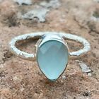 Natural Aqua Chalcedony Gemstone 925 Sterling Silver Gift Ring All Size Sr-220