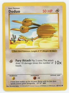 Doduo 48/102 Shadowless CASI NUEVO LP MP HP Juego de Base Común Pokémon Tarjeta WOTC - Imagen 1 de 7
