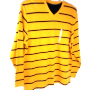 Old Navy Mens 2XL Pullover Shirt Long Sleeve V-Neck Gold Blue Stripe - Picture 1 of 7