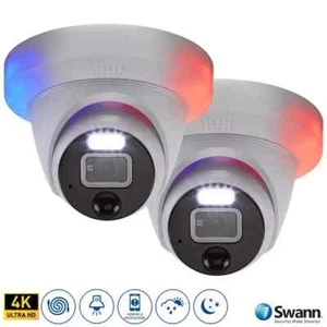 Swann PRO-4KDER CCTV Camera 4K Enforcer Dome Flashing Light Twin Pack - Picture 1 of 7