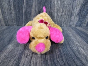 Little Hearts Brown Puppy Dog 8" Plush Stuffed Animal Pink Bow - Picture 1 of 8