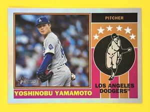 2025 Topps Heritage Yoshinobu Yamamoto #76PI-18, Player Icons Holographic - Picture 1 of 2