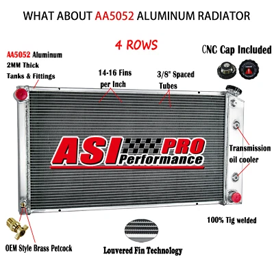 4 Row Aluminum Radiator For 1977-1992 1979 Cadillac Oldsmobile Pontiac Buick AT - Image 1 of 4
