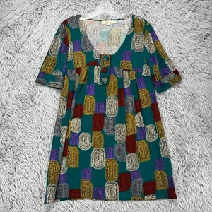 Aryeh Sweater Dress Women's M Mod Print Retro Knit Shift Stretch Casual Colorful - Picture 1 of 10