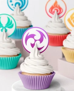 Edible Genshin Elements Wafer cupcake Topper Birthday Decorations - Foto 1 di 3