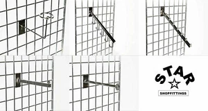 CHROME HEAVY DUTY GRIDWALL PANEL ARMS HOOKS MESH GRID WALL RETAIL SHOP DISPLAY - Picture 1 of 6