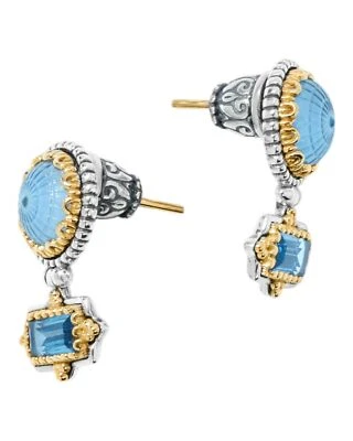 Konstantino Dome Sterling Silver 18K Gold & MOP Blue Spinel Earrings SKKJ702-629 - Image 1 of 3