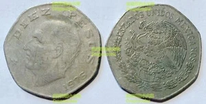 Mexico 10 pesos 1974-1977 thin flan 31mm co-ni coin km477.1 - Picture 1 of 1