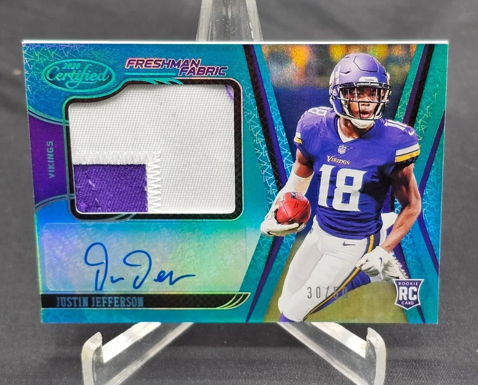 2020 Certified Justin Jefferson Mirror Teal Freshman Rookie Patch Auto 30/50 RPA - Image 1 of 4