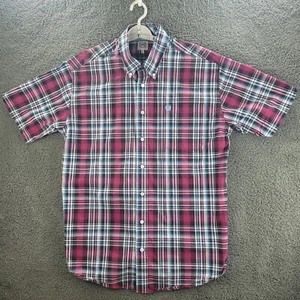 Cinch Shirt Red White Blue Mens Medium Madras Short Sleeve Button Down Western - Picture 1 of 12