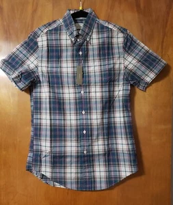 CAMISA CLÁSICA DE ALGODÓN LAVADO SECRETO MANGA CORTA J.CREW NUEVA CON ETIQUETAS A CUADROS TALLA XS - Imagen 1 de 4