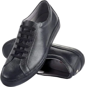 TCG Kennedy Mens Black Leather Low Top Lace Up Lifestyle Sneakers Shoes Save $85 - Picture 1 of 7