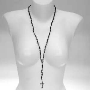 80cm Largo Hematita Collar, Collar, Jesús, María, Gótico - Imagen 1 de 5
