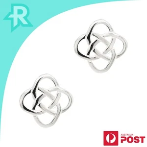 Celtic Knot Shield Sterling Silver 925 Stud Earrings - Picture 1 of 6