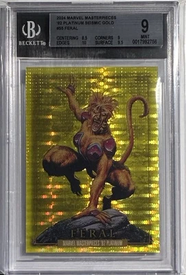 2024 Marvel Masterpieces 92 Platinum Feral Seismic Gold #55 BGS 9 Mint /92 POP 1 - Image 1 of 4