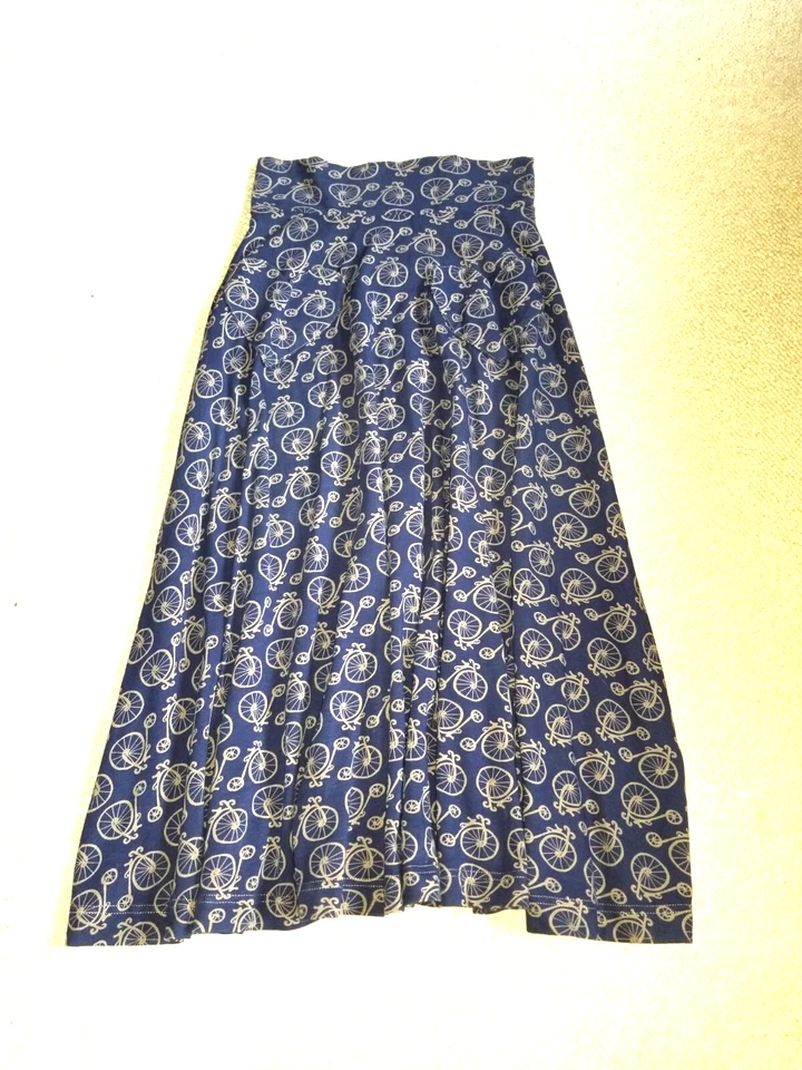 Mujer Falda-EFFIE'S HEART-azul marino/gris monociclo algodón tejido elástico pull-on midi-S Foto 1 de 4