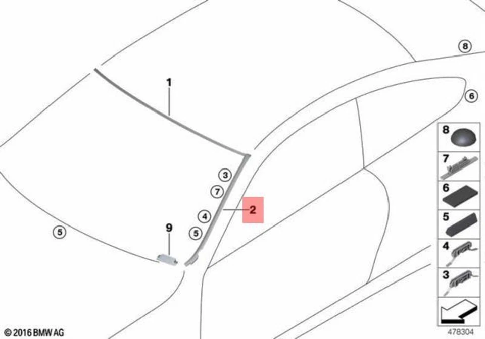 Moldura lateral pilar parabrisas original BMW 428I moldura envolvente moldura por goteo izquierdo Foto 1 de 1