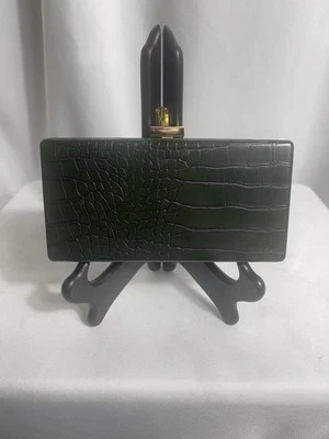 H&M Elegant Dark Green Crocodile Pattern Clutch W/ Gold Chain NWT - Image 1 of 4