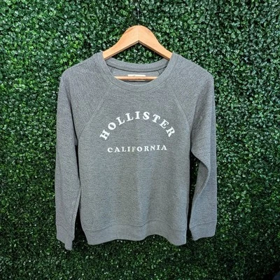 Hollister Womens Sweatshirt Medium Gray Long Sleeve Round Neck Embroidered - Image 1 of 3