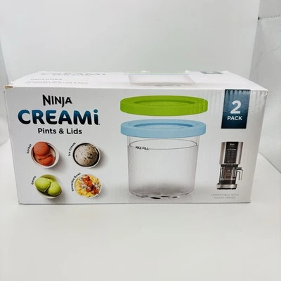 Pack de 2 pintas y tapas Ninja Creami compatibles con Ninja Cream Lime y Aqua. ¡Nuevo! Foto 1 de 4