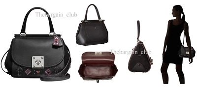 Bolsa satchel Coach rebite ocidental alça superior couro satchel $595  - Imagem 1 de 4