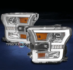 2015-2017 FORD F-150 PICKUP TRUCK DRL LED STRIP PROJECTOR HEADLIGHTS LAMP CHROME - Bild 1 von 4