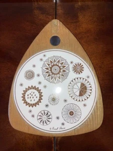 MCM 1960's Fred Press Japan Hardwood and Porcelain Atomic Cheese Board/Trivet - Picture 1 of 2