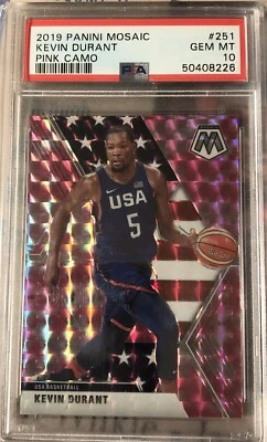 Kevin Durant 2019 Panini Mosaic PINK CAMO PSA 10 Gem Mint #251 Team USA POP 180 - Image 1 of 2
