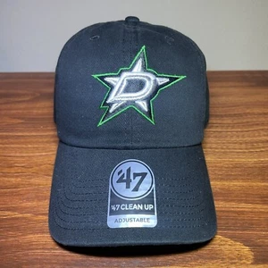 '47 Black Dallas Stars Logo Clean Up Adjustable Hat NHL Cap NEW - Picture 1 of 6