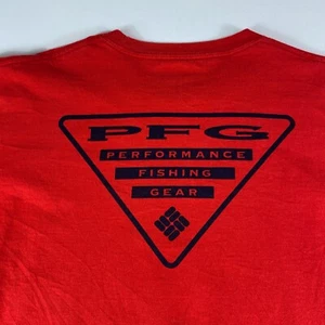 Columbia PFG T Shirt Mens Medium Red Fishing Graphic Cotton Long Sleeve Crewneck - Picture 1 of 10