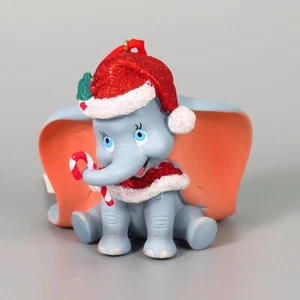 Disney Parks Dumbo Ornament Santa Hat Candy Cane Elephant Glitter Christmas 3" - Picture 1 of 12