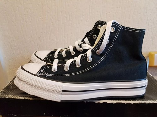 Scarpe da ginnastica Converse Ctas Eva Lift Hi Top nere per ragazze taglia UK 5 5