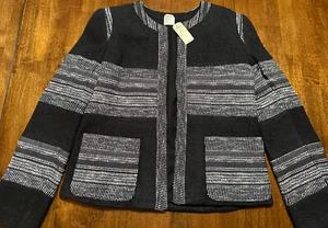 NEW NWT L’agence Blazer Jacket Size 6 Black White Stripe Italian Wool MSRP $395 - Picture 1 of 3