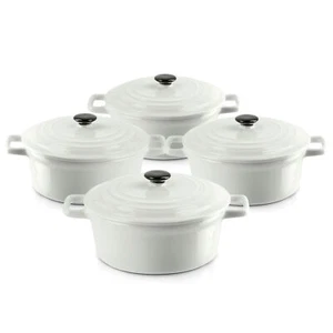 Auflaufform Backform Servierform Steingut Rund Weiß Rot Schwarz Set klein Bräter - Bild 1 von 29