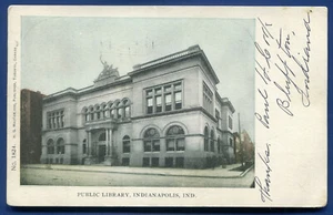 Indianapolis Indiana in der öffentlichen Bibliothek alte Postkarte - Bild 1 von 2