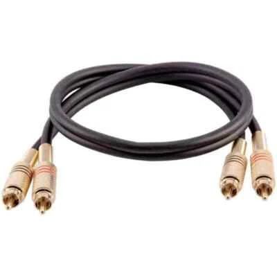 SAPRCA2-  Premium 2 Foot Black Dual RCA Male to Dual RCA Male Audio Patch Cable - Image 1 of 2