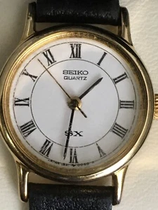 Seiko 2B31-0010 Damen Quarz Armbanduhr schwarz Lederband NEUE BATTERIE - Bild 1 von 9