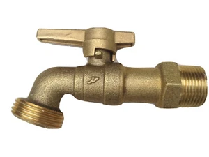 15mm Brass Garden Tap Brass Ball Cock with Brass T Lever Handle Garden Tap 1/2 - Picture 1 of 3