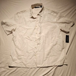 Axist 2XL Polyester Short Sleeve Button Down Casual White Shirt Sportswear NWT - Picture 1 of 6