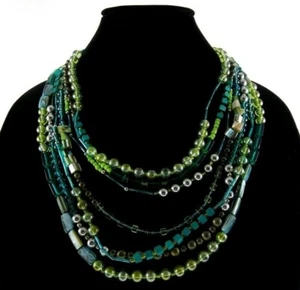 Collar Boho con Cuentas de Chico's de 20-24" verde cuentas mixtas de madera - Imagen 1 de 4