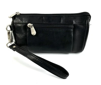 Le Donne Wristlet Leather Collection Wallet Black Clutch Large Organizer Womens - Image 1 of 4