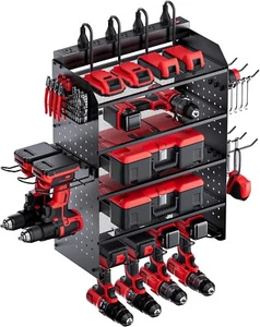 TRZZ Power Tool Organizer Wall Mount, 5-Layer Charging Station with 8 Outlets, 6 - Picture 1 of 7
